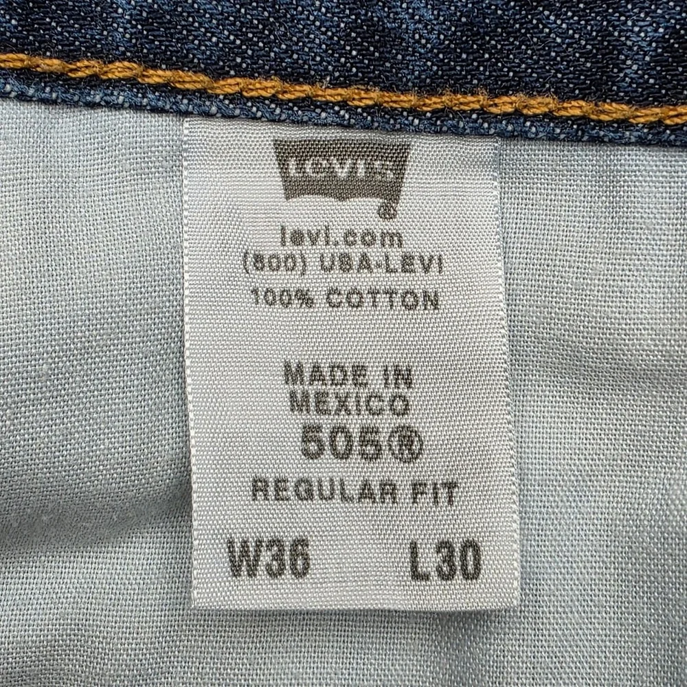 Levi's 505 Regular Fit Jeans Men's 36x30 Blue Denim Stonewash 100% Cotton Mexico